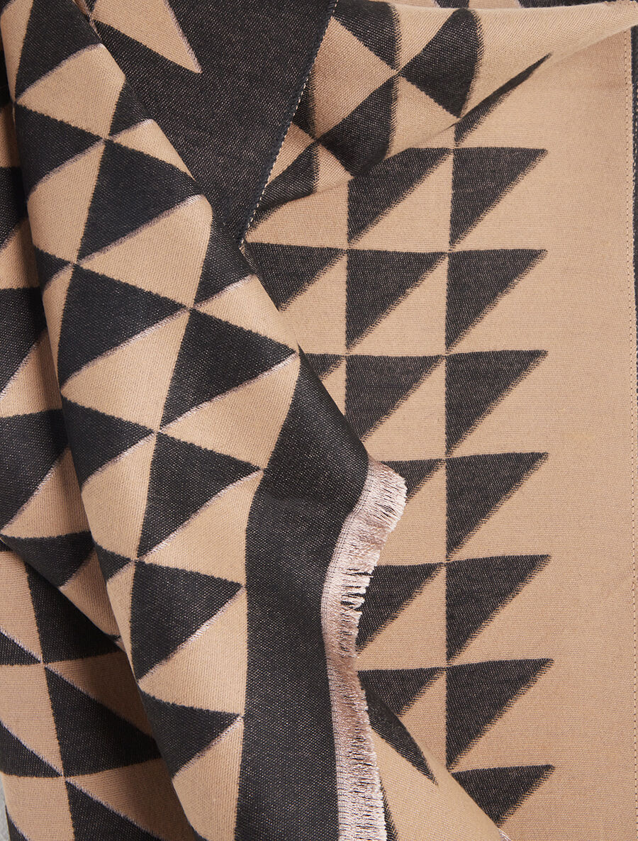 Foulard épais imprimé triangles bicolore - Taupe - 3