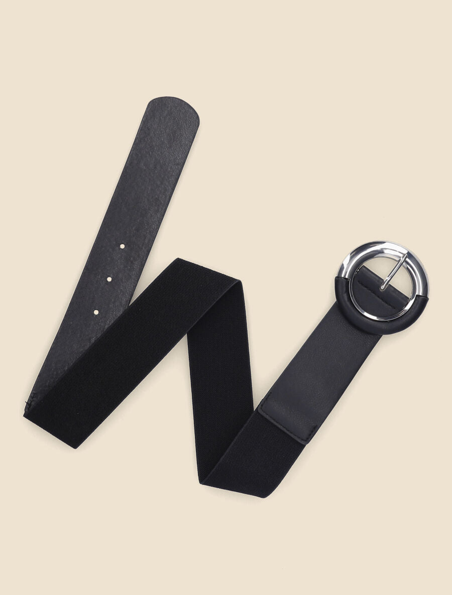 Ceinture élastiquée à boucle ronde - Noir - 3