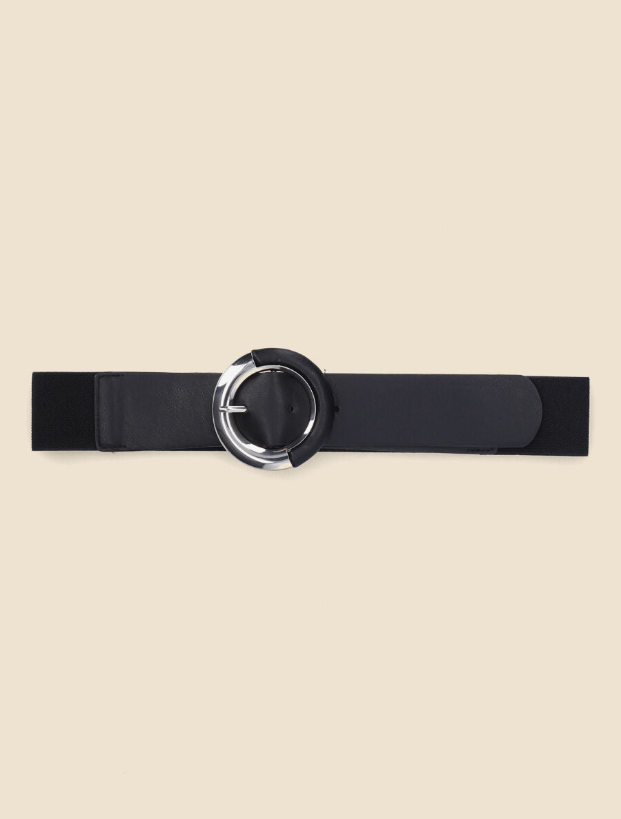 Ceinture élastiquée à boucle ronde - Noir - 2