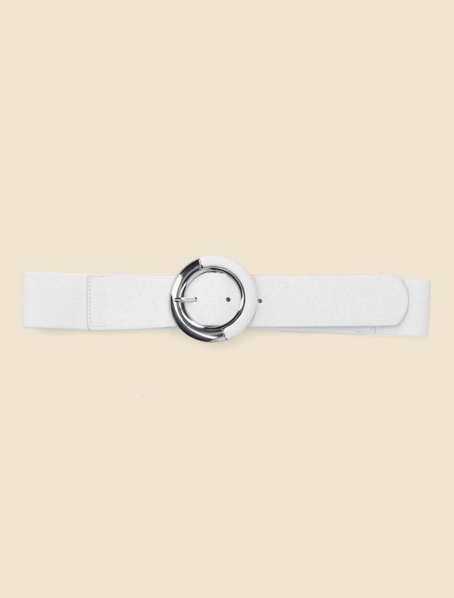 Ceinture élastiquée à boucle ronde - Blanc - 2