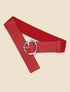 Ceinture élastiquée effet tressé à boucle ronde - Rouge - 1