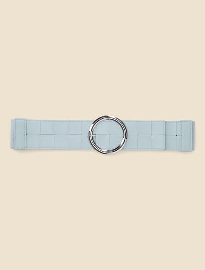 Ceinture élastiquée effet tressé à boucle ronde - Bleu clair - 2