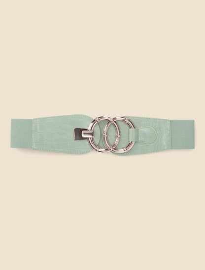 Ceinture croco à boucle ronde - Vert d&