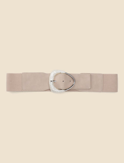 Ceinture à boucle nacrée - Beige - 2
