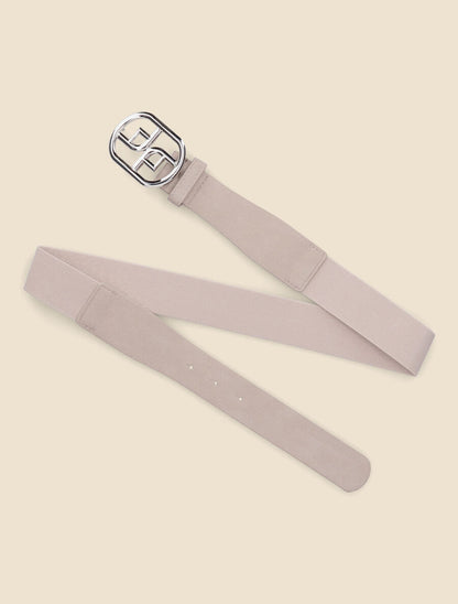 Ceinture élastiquée à boucle fantaisie - Beige - 3