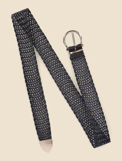Ceinture tressée à boucle métallique - Noir - 3