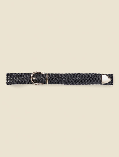Ceinture tressée à boucle métallique - Noir - 2