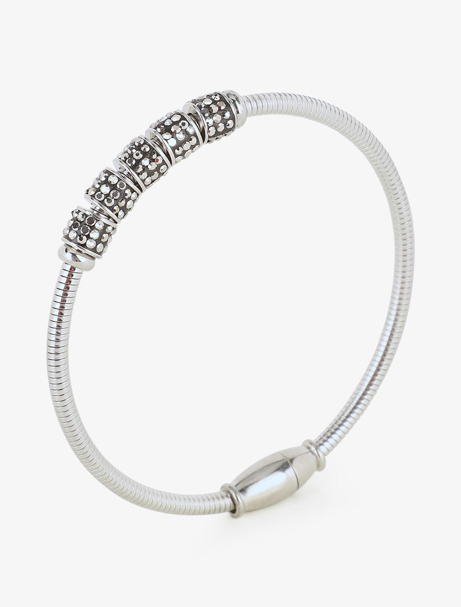 Jonc à clip orné de zircons - Argent - 2