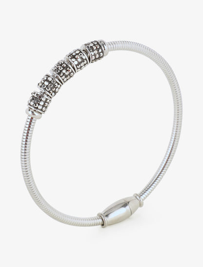 Jonc à clip orné de zircons - Argent - 2