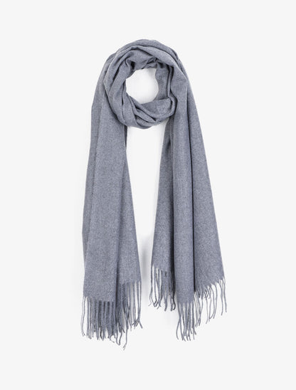 Echarpe douce à bords frangés - Gris chiné - 1