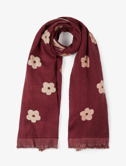 Echarpe à motif fleurs - Bordeaux - 1