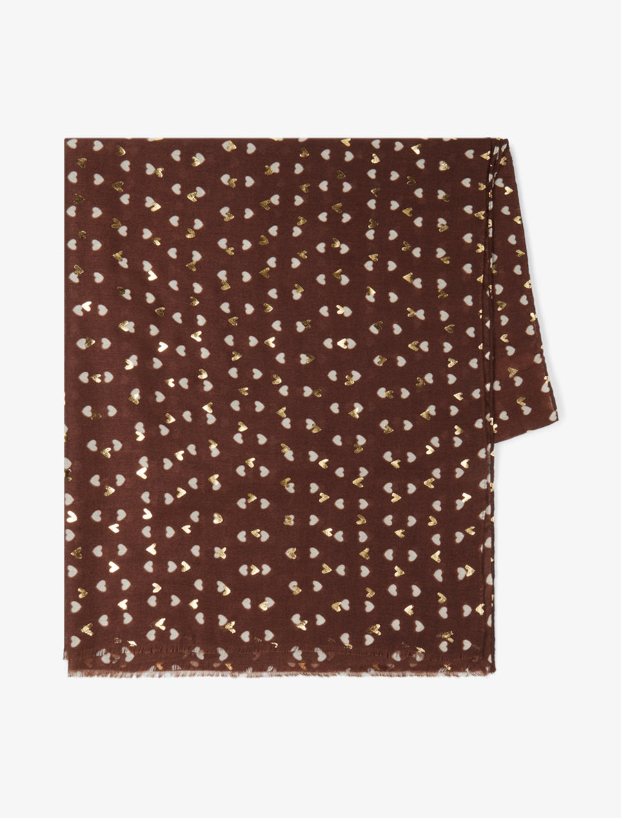 Foulard à imprimé coeurs irisés - Marron - 2