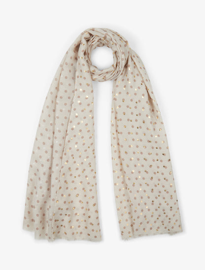 Foulard à imprimé points irisés - Beige - 1
