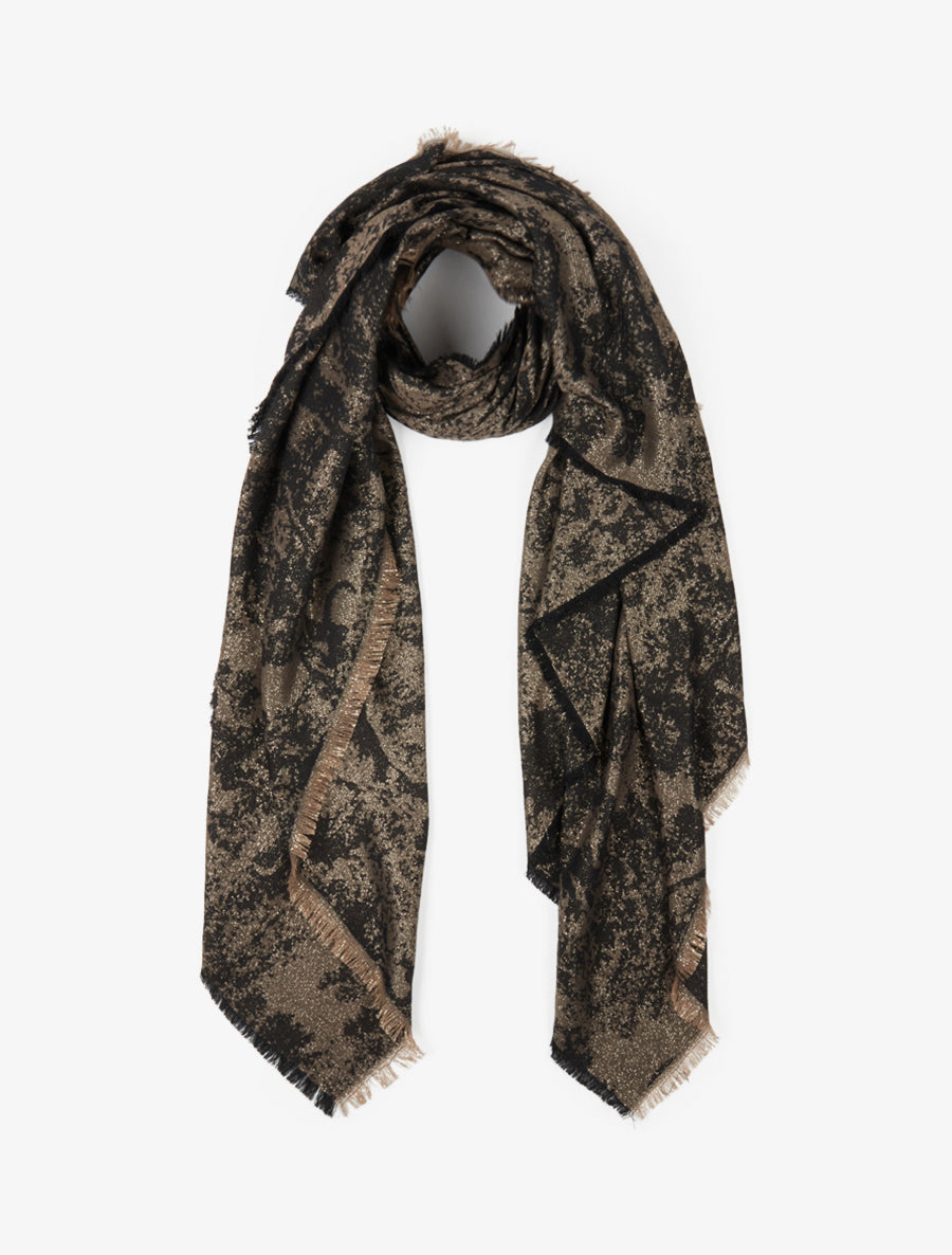 Foulard à imprimé tapisserie irisé - Noir - 1