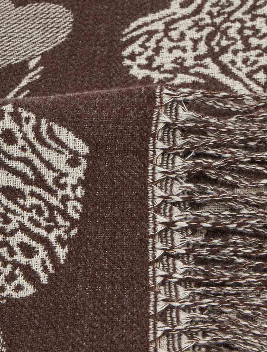 Echarpe imprimé coeurs zébrés - Marron - 3