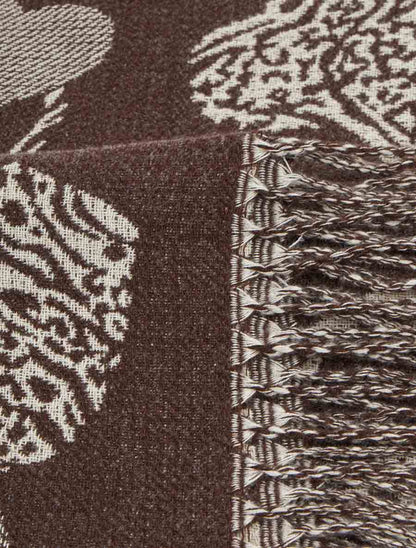 Echarpe imprimé coeurs zébrés - Marron - 3