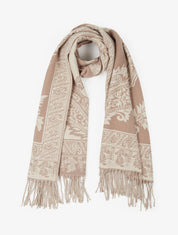 Echarpe imprimé cachemire à frange - Taupe clair - 1