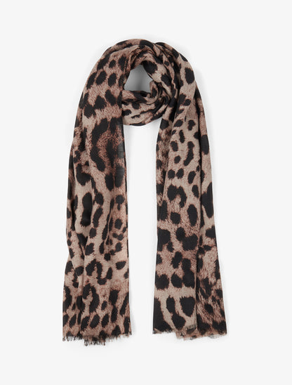 Foulard irisé imprimé léopard - Marron - 1