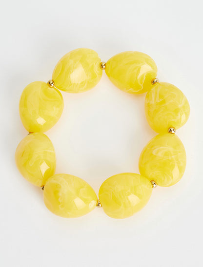 Bracelet à perles en résine - Jaune - 2