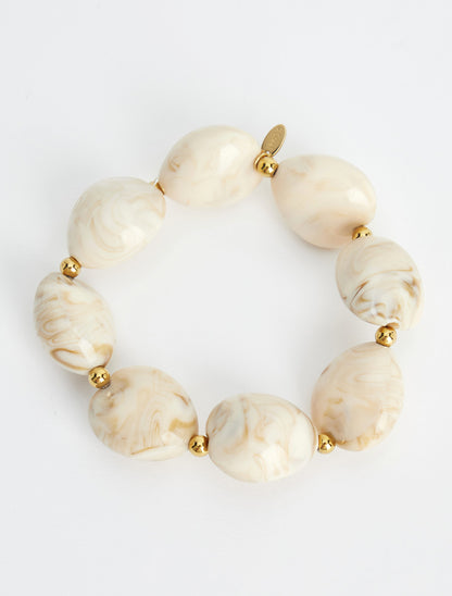 Bracelet à perles en résine - Beige - 2