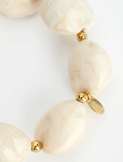 Bracelet à perles en résine - Beige - 3