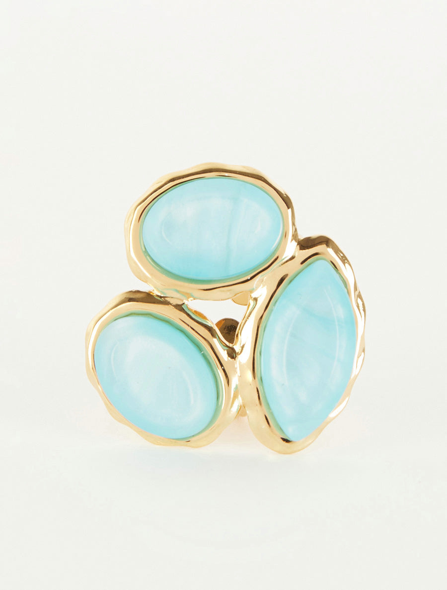 Bague ajustable à pierres en résine - Turquoise - 3