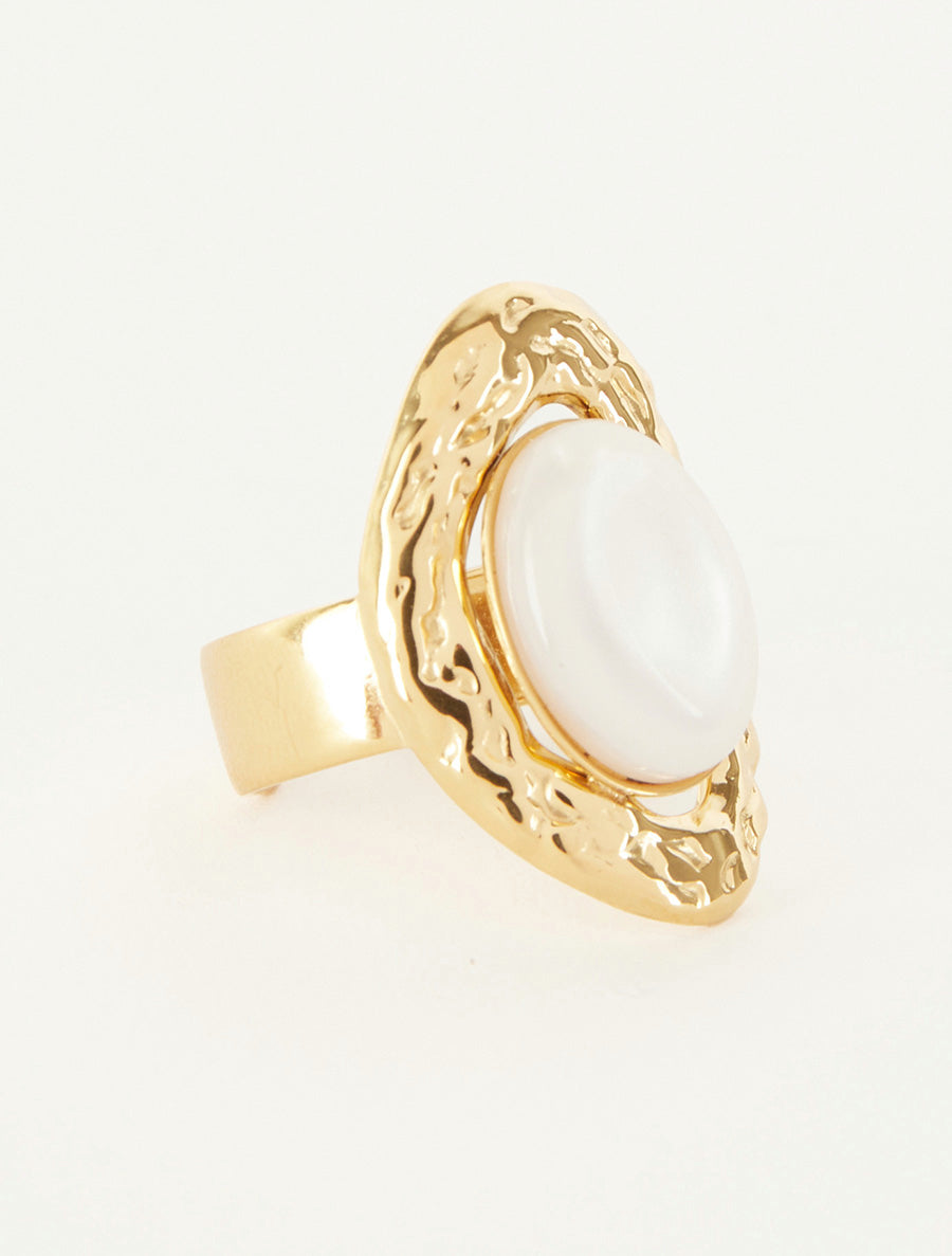 Bague vintage à pierre - Blanc - 2