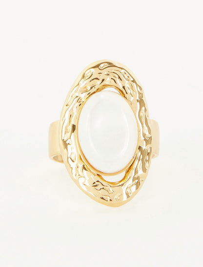Bague vintage à pierre - Blanc - 3