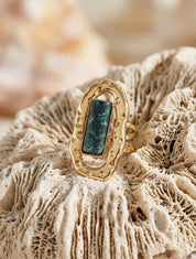 Bague ajustable à pierre colorée - Vert foncé - 1