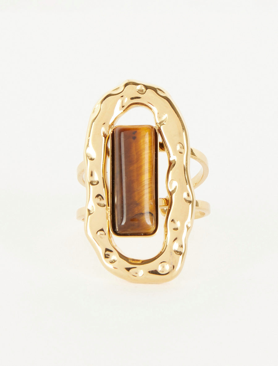 Bague ajustable à pierre colorée - Marron - 3