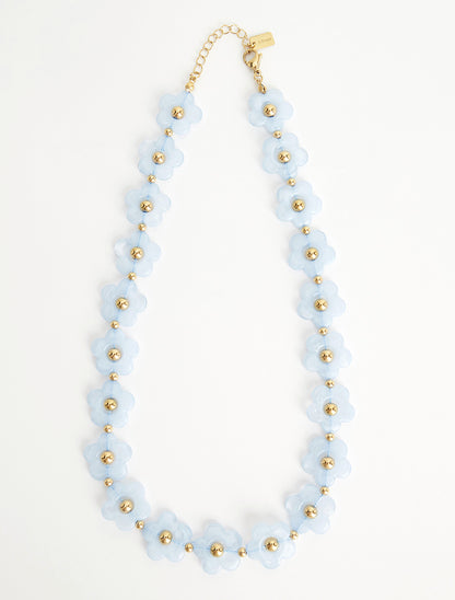 Collier motif floral - Bleu ciel - 2