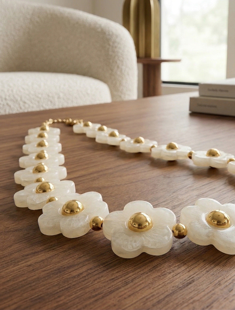 Collier motif floral - Beige - 1