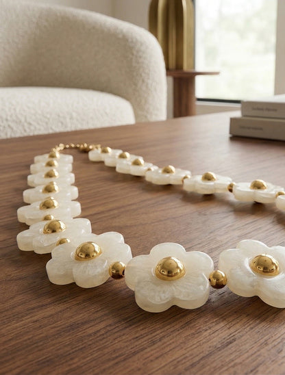 Collier motif floral - Beige - 1