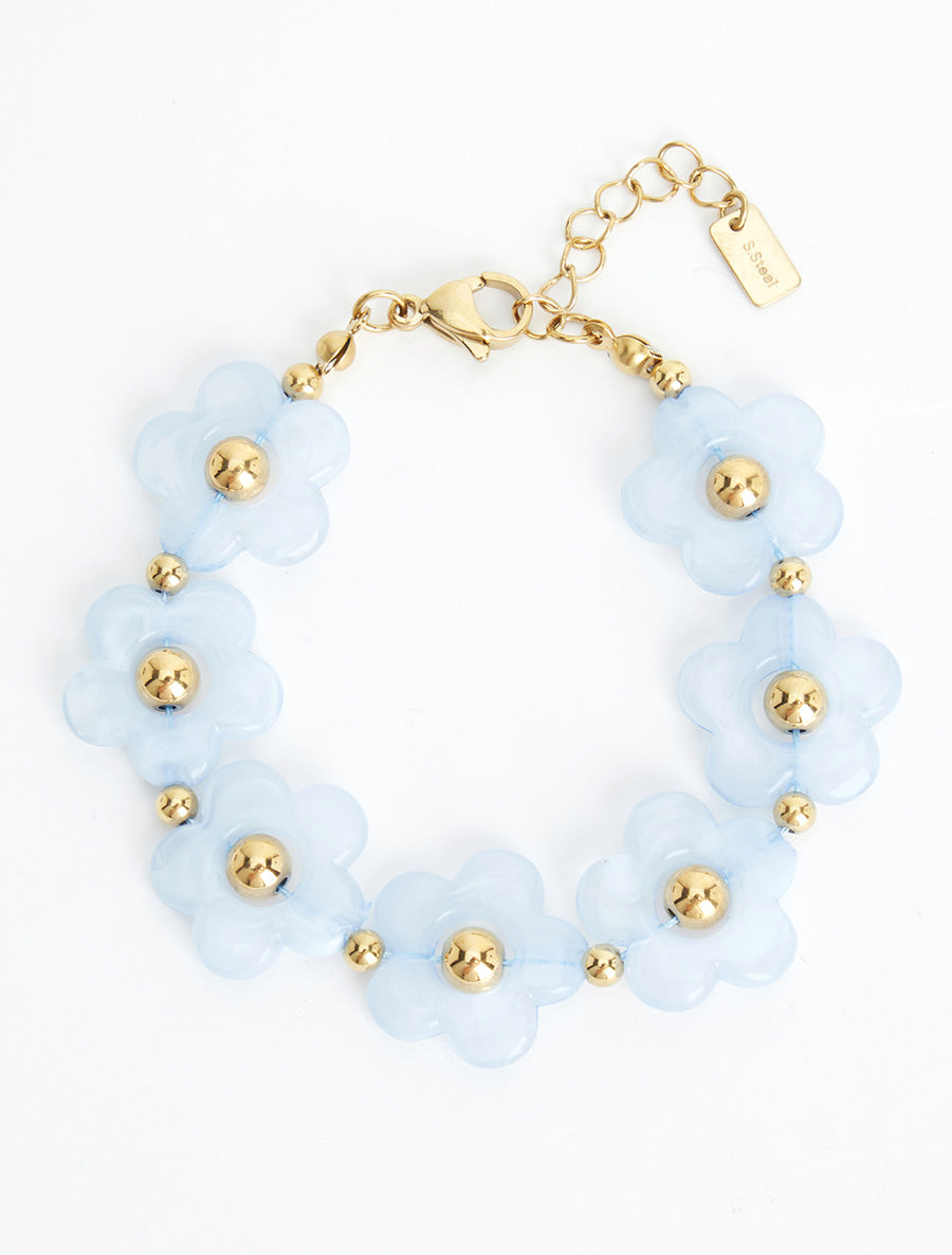 Bracelet motif fleurs en résine - Bleu - 2