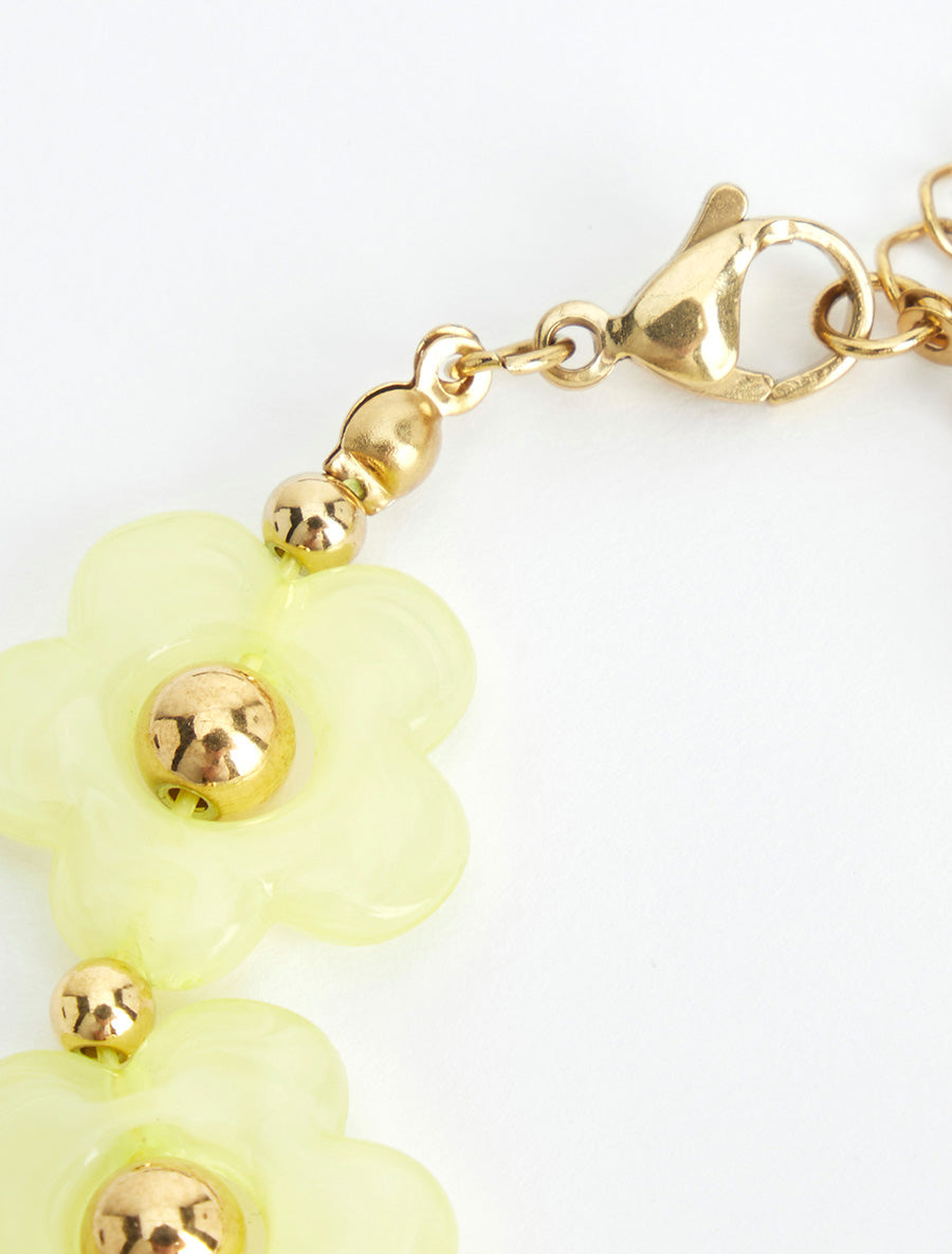 Bracelet motif fleurs en résine - Jaune - 3