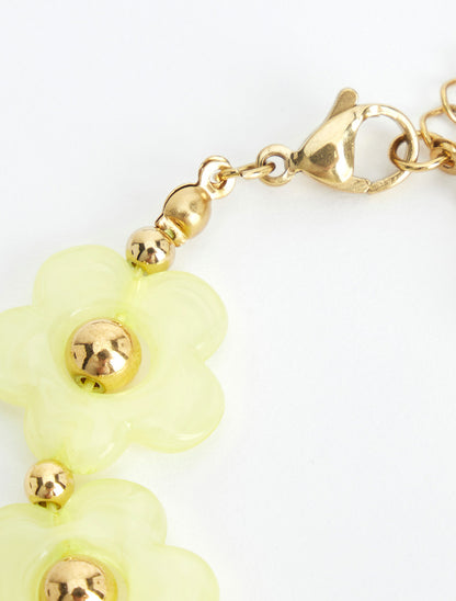 Bracelet motif fleurs en résine - Jaune - 3