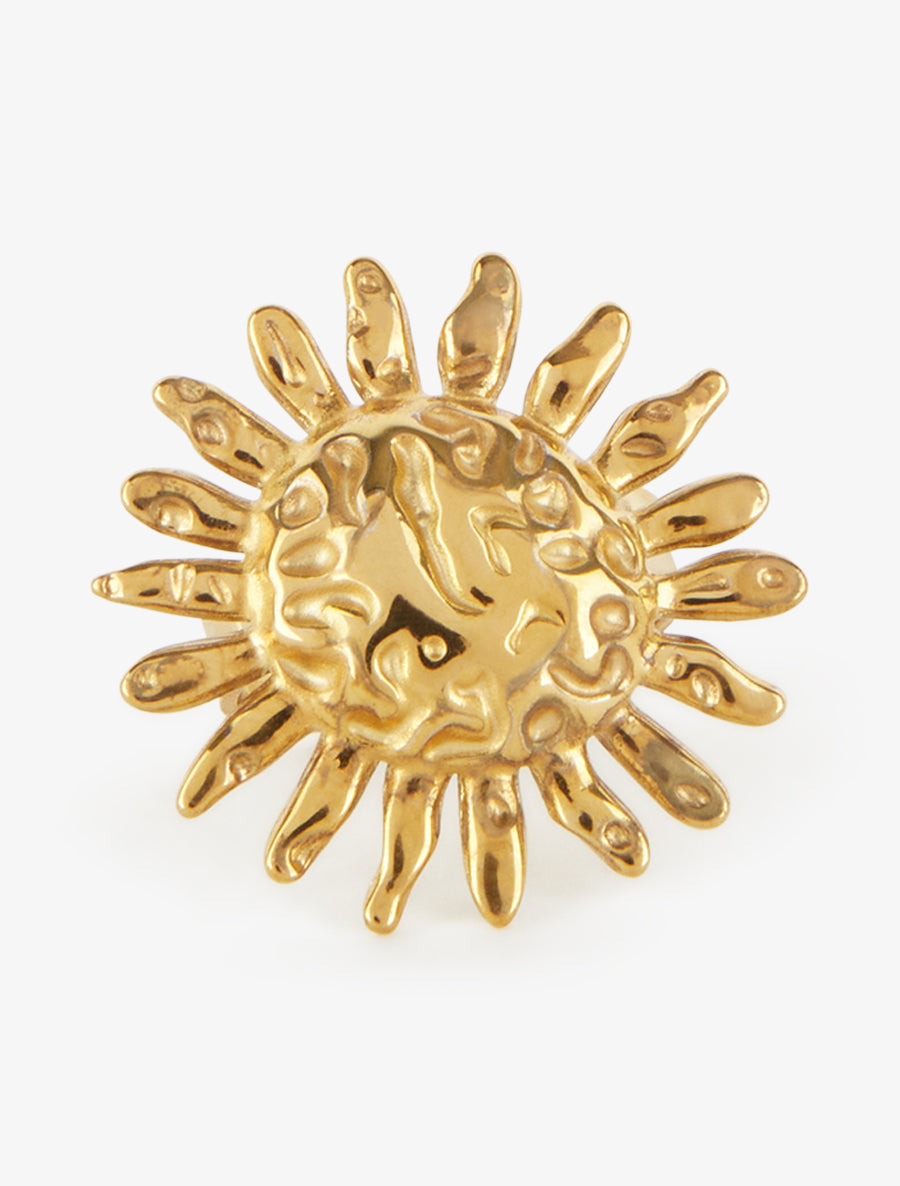 Bague soleil effet martelé - Or - 3