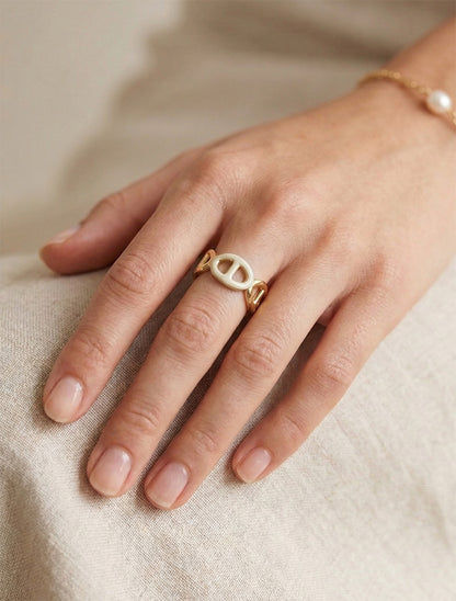 Bague ajustable style maillons marin - Or/jaune - 1