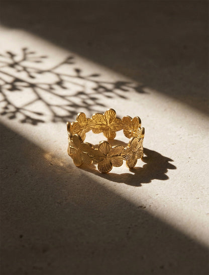 Bague à motif fleuri - Or - 1