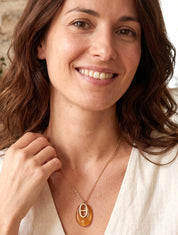 Collier à pendentif oval - Or/camel - 1