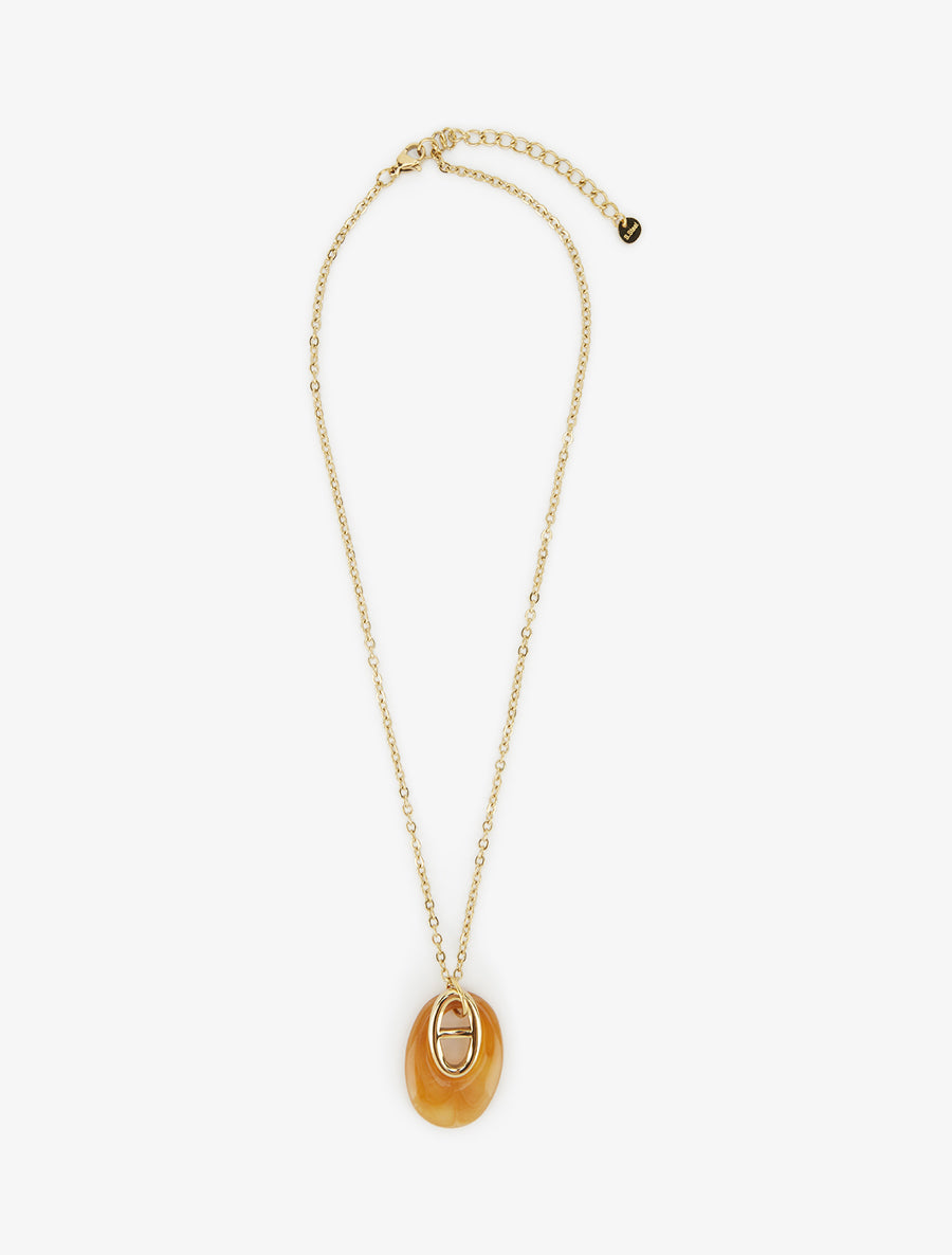 Collier à pendentif oval - Or/camel - 2