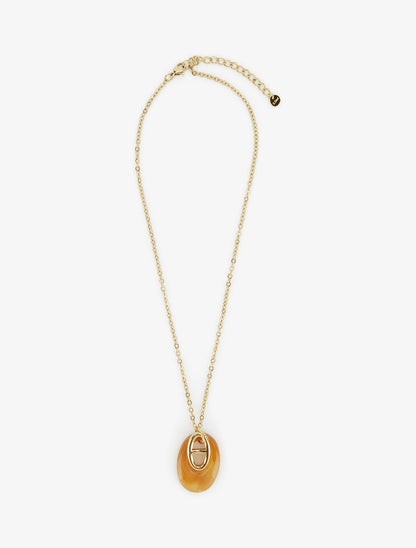 Collier à pendentif oval - Or/camel - 2
