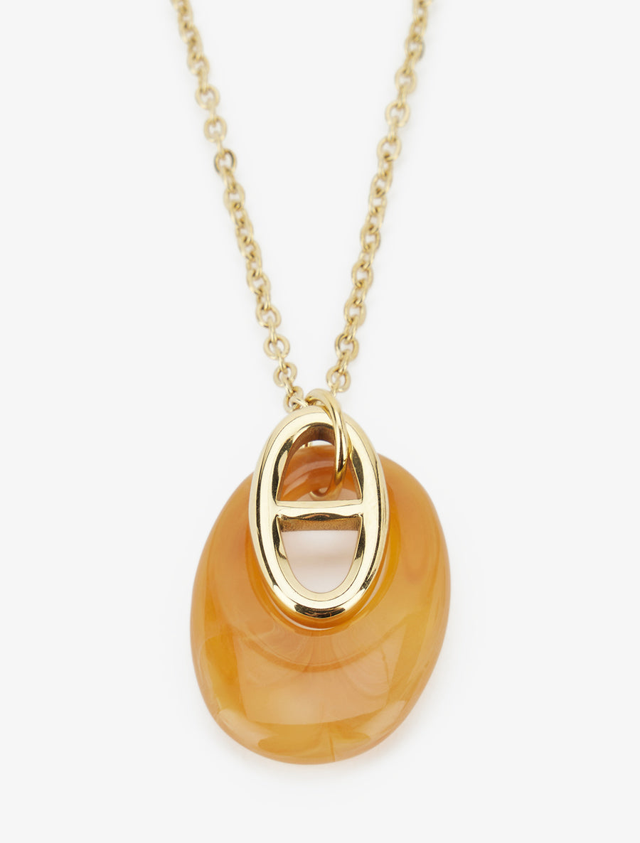 Collier à pendentif oval - Or/camel - 3