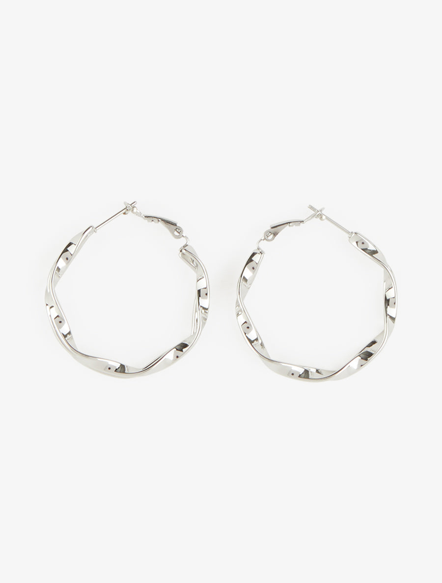 Créoles à double anneaux torsadés - Argent - 2