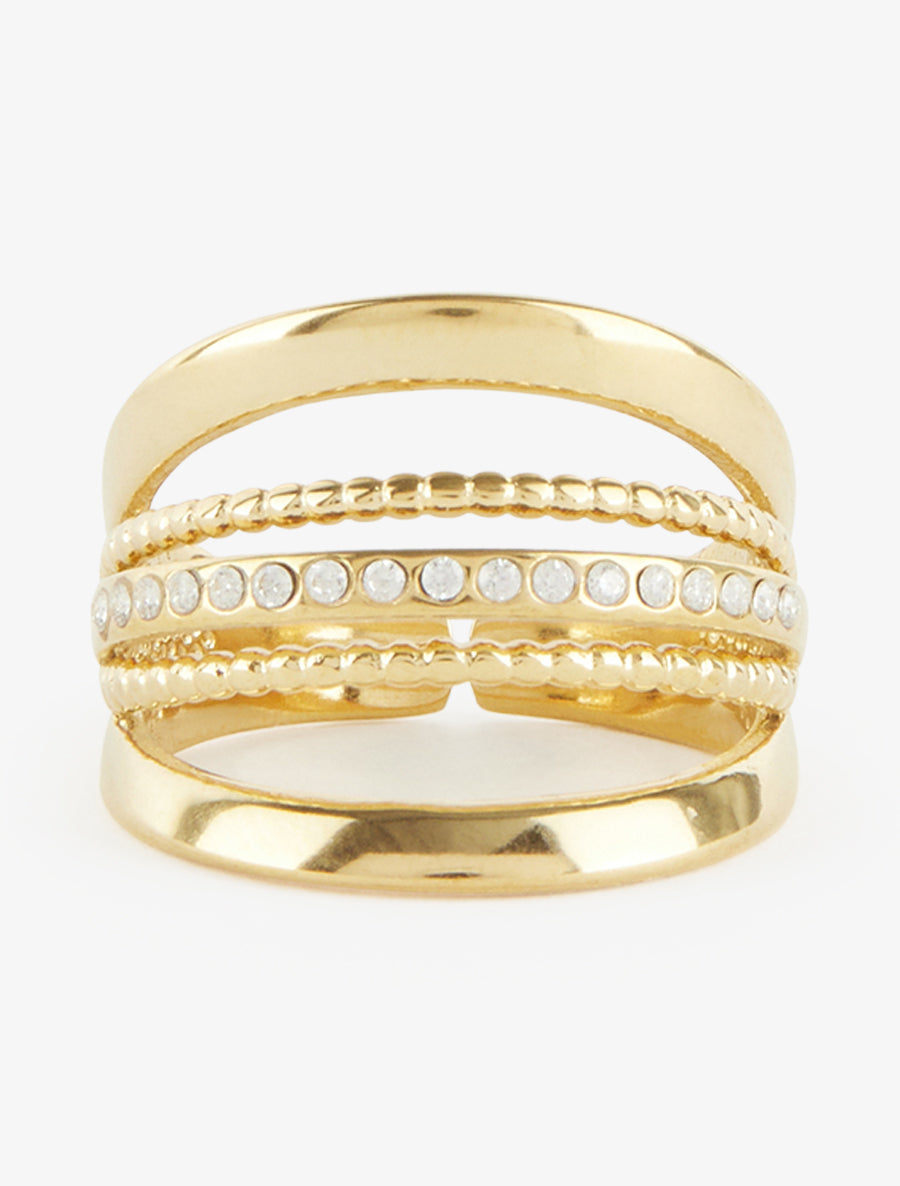 Bague multi-rangs à strass - Or - 3