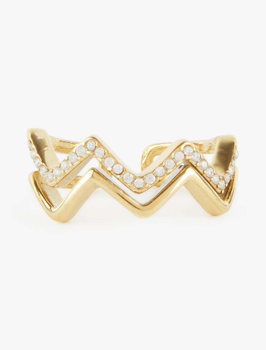 Bague zigzag à strass - Or - 3