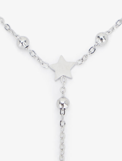 Chaîne de main étoile et demi-lune à un zircon blanc - Argent - 3