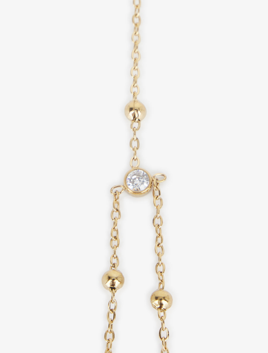 Chaîne de main étoile et demi-lune à un zircon blanc - Or - 3