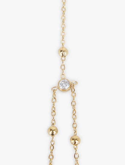 Chaîne de main étoile et demi-lune à un zircon blanc - Or - 3