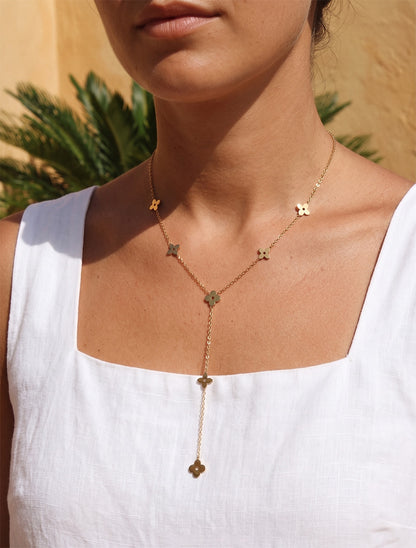Collier en Y à motif floral - Or - 1